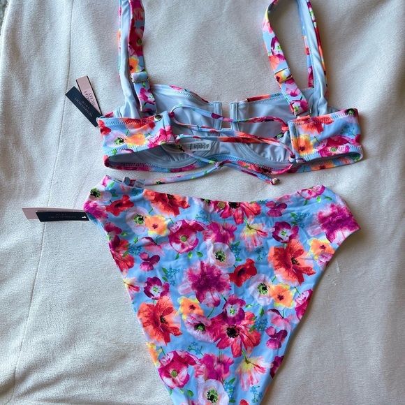 Victoria's Secret Vibrant Floral Bikini - Blue and Pink - Picture 2 of 4